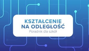 Baner MEN. Na obrazku napis: kształcenie na odległość. Poradnik dla szkół