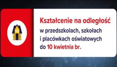 Baner MEN z napisem informującym, że do 10 kwietnia kształcenie będzie odbywać się na odległość