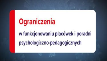 Baner MEN z napisem: ograniczenia w funkcjonowaniu placówek i poradni psychologiczno-pedagogicznych