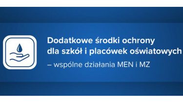 Bener MEN z napisem: Dodatkowe środki ochrony dla szkół i placówek oświatowych – wspólne działania MEN i MZ