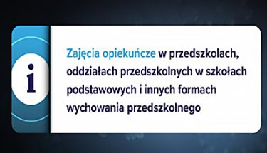 Baner MEN z napisem: zajęcia opiekuńcze w przedszkolach, oddziałach przedszkolnych w szkołach podstawowych i innych formach wychowania przedszkolnego