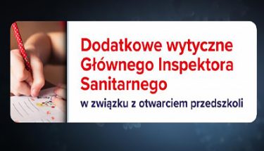 Baner MEN z napisem informującym o wydaniu przez GIS dodatkowych wytycznych w związku z otwarciem przedszkoli