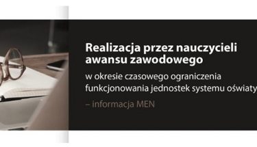 Baner MEN z napisem: Realizacja przez nauczycieli awansu zawodowego