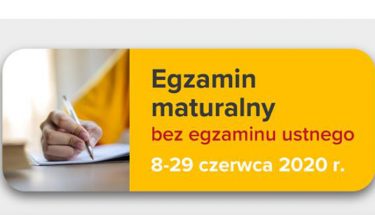 Baner MEN z napisem: Egzamin maturalny bez egzaminu ustnego 8 - 29 czerwca 2020 r.