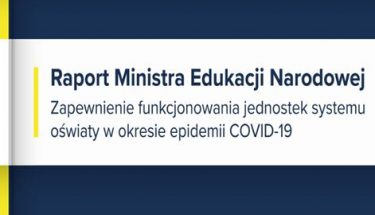 Baner informujący o raporcie Ministra Edukacji Narodowej na temat funkcjonowania szkół i placówek oświatowych w okresie COVID-19
