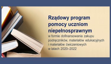 Baner MEN z napisem: Rządowy program pomocy uczniom niepełnosprawnym