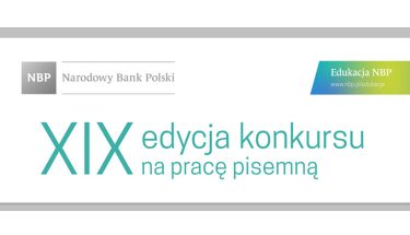 Baner NBP z napisem: XIX edycja konkursu na pracę pisemną