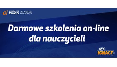 Baner z napisem: Darmowe szkolenia on-line dla nauczycieli