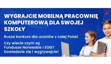 Baner MEN z napisem: Wygrajcie mobilną pracownię komputerową dla swojej szkoły