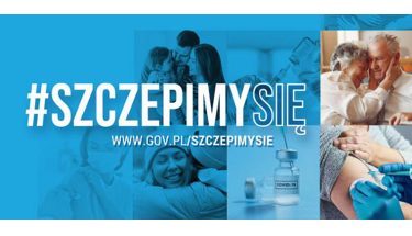 Baner z napisem: #szczepimysie www.gov.pl/szczepimysie