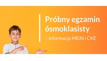 Baner MEiN z napisem: Próbny egzamin ósmoklasisty