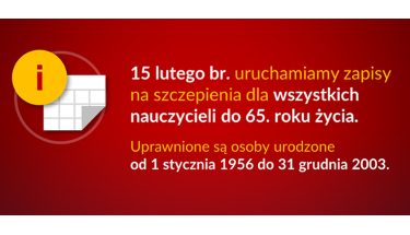 Baner MEiN z informacją o szczepieniach nauczycieli