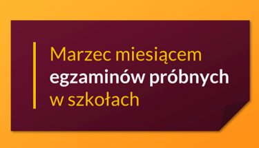 Baner MEiN z napisem: Marzec miesiącem egzaminów próbnych w szkołach