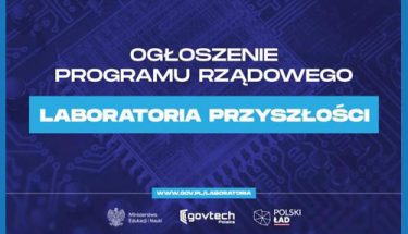 Grafika z napisem: ogłoszenie programu rządowego Laboratoria Przyszłości