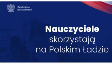 Napis na niebieskim tle: Nauczyciele skorzystają na Polskim Ładzie