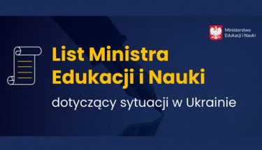 Grafika z tekstem: "List Ministra Edukacji i Nauki dotyczący sytuacji w Ukrainie"