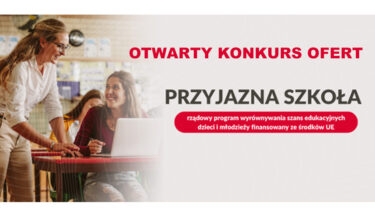 Grafika z napisem Przyjazna Szkoła