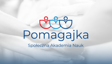 Grafika z napisem Pomagajka Społeczna Akademia Nauk