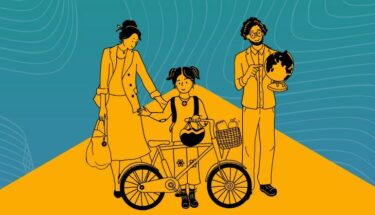 Grafika przedstawiająca rodziców i dziecko