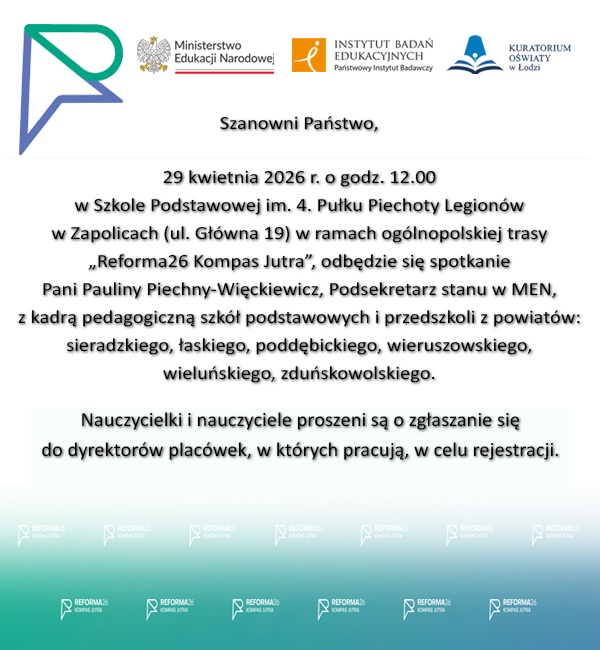 Grafika z zaproszeniem na spotkanie z panią wiceminister