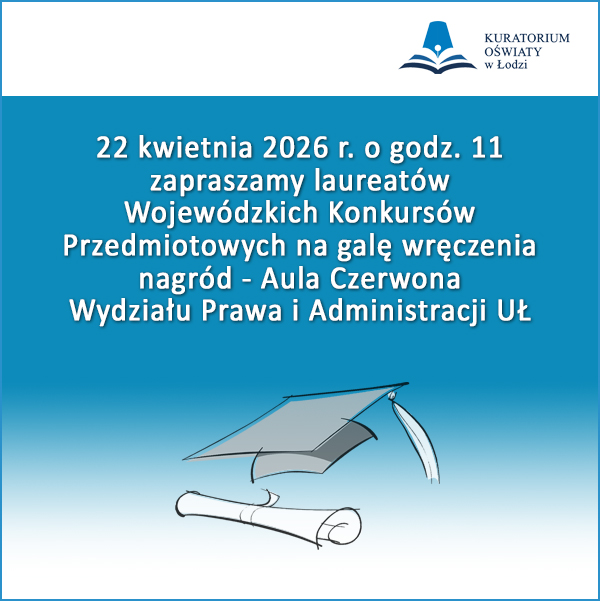 Grafika z zaproszeniem na rozdanie nagród laureatom konkursów przedmiotowych