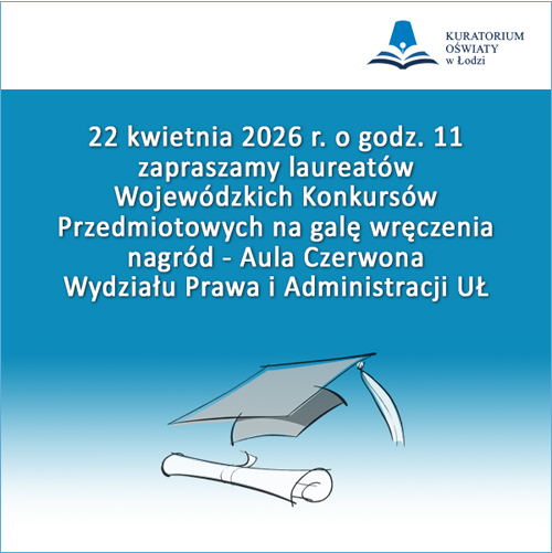 Grafika z zaproszeniem na rozdanie nagród laureatom konkursów przedmiotowych